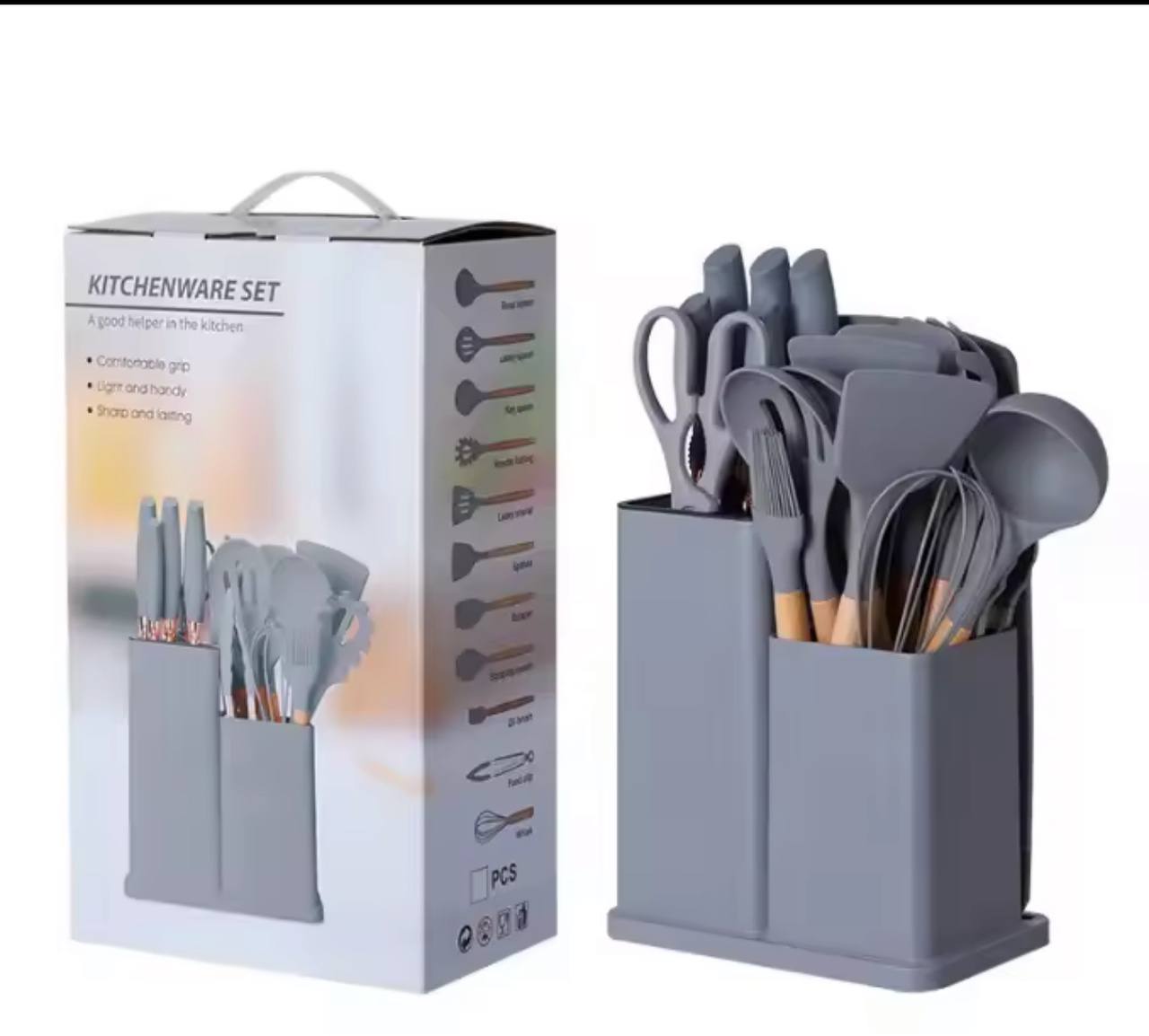 19-Piece Silicone Cooking Utensil Set with Knives