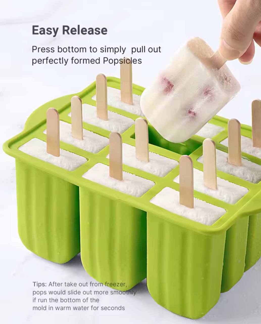 Silicone Popsicle Maker Molds – 12 Pieces with 50 Sticks